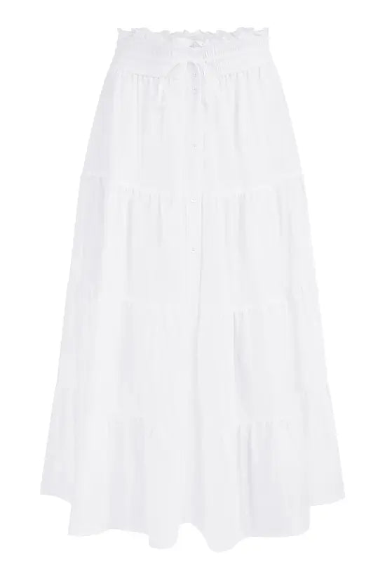 Yumi White Midi Boho Skirt SKIRT Yumi
