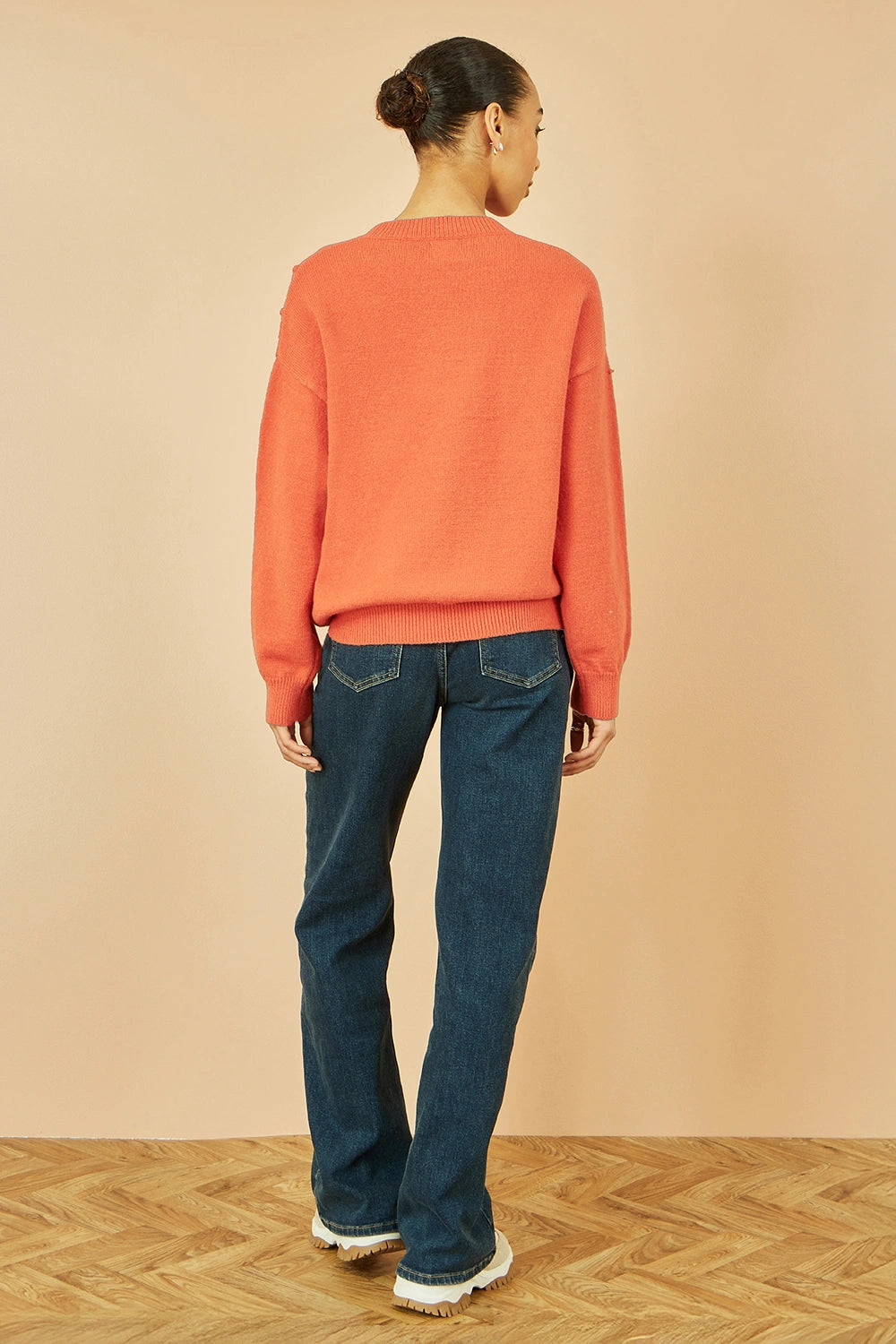 Yumi Orange Heart Knit Relaxed Jumper Knit Jumper Yumi