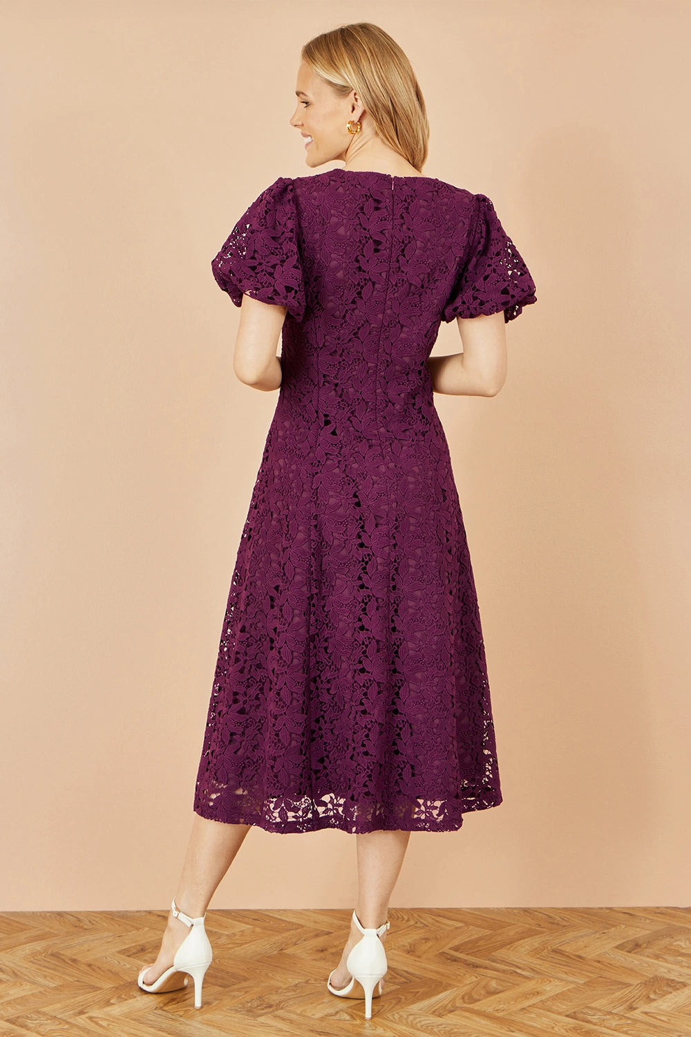 Yumi Burgundy Lace Midi Skater Dress | Yumi Yumi Burgundy Lace Midi Skater Dress | Yumi
