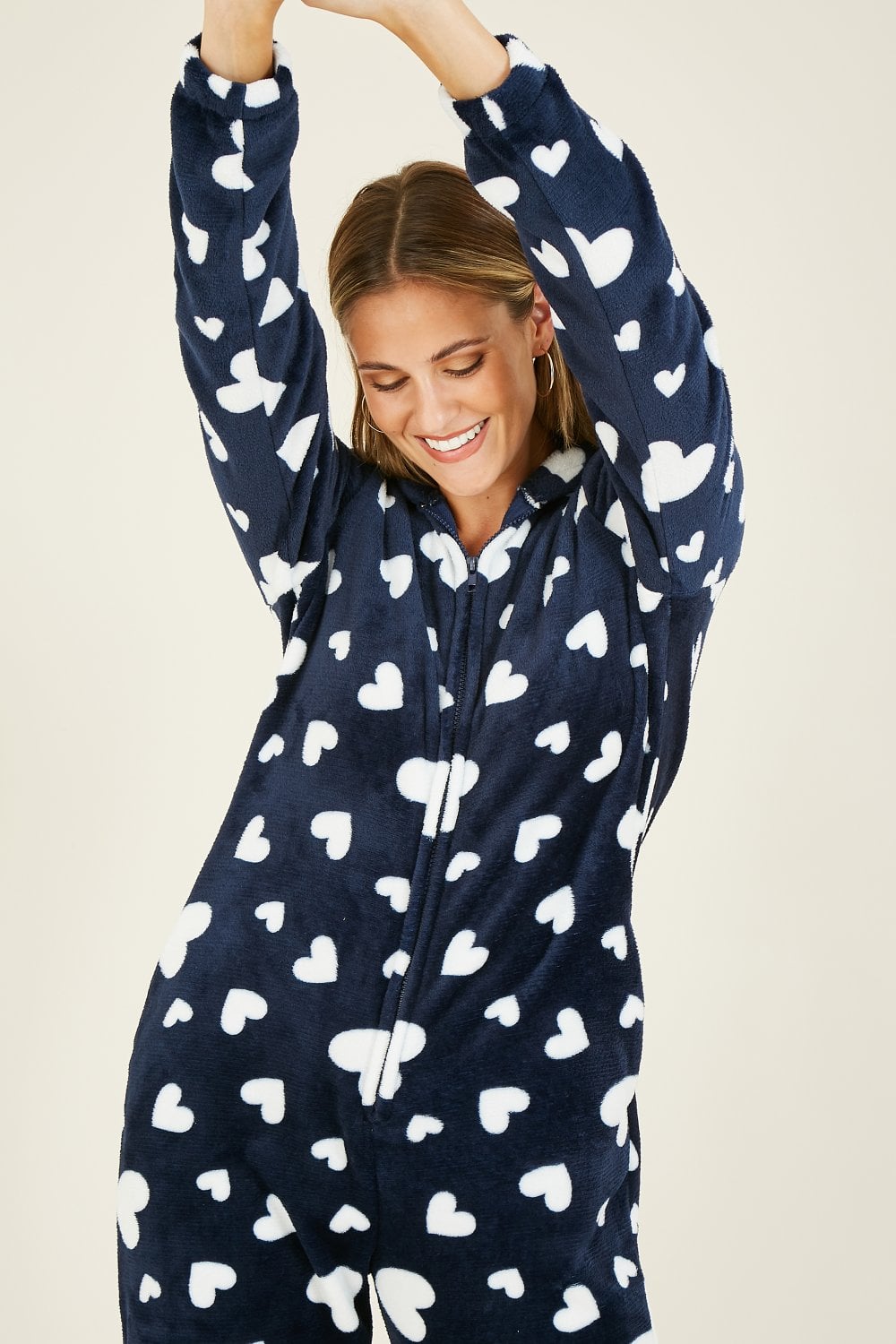 Yumi Navy Heart Super Soft Onesie With Pocket Yumi